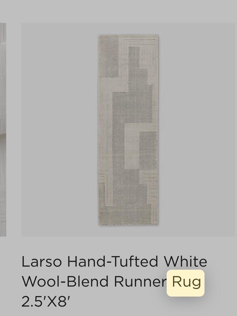 CB2 Cream and Gray Hand-Tufted Runner Rug